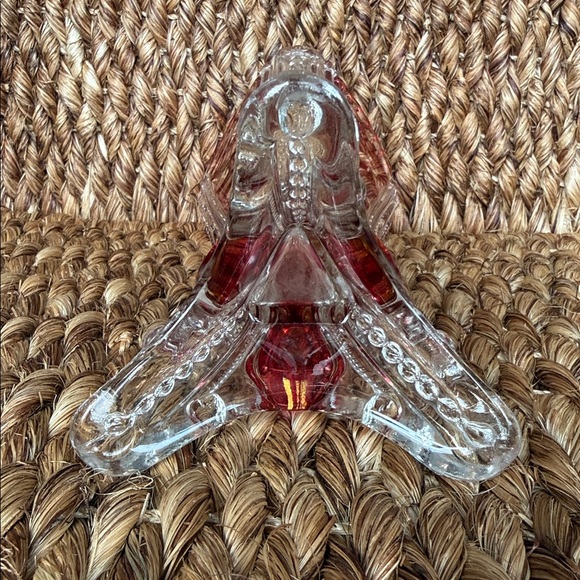 Vintage Cranberry Flash Triangle Footed Button Zipper Glass Vase 8.75” - Picture 11 of 17